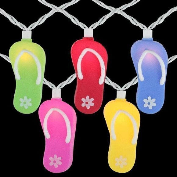 Flip Flop Novelty Incandescent Mini String Lights with White Wire Bulbs 7.25 ft - Picture 1 of 1